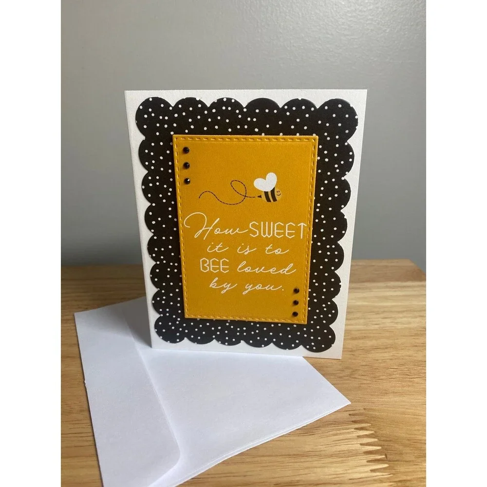 Bee Greeting Card – Handmade A2 Card – All Occasion Blank Card